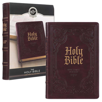 KJV Holy Bible, Giant Print Full-size Faux Leather Red Letter Edition - Thumb Index & Ribbon Marker, King James Version, Dark Brown (KJV Full Size GP Editions)