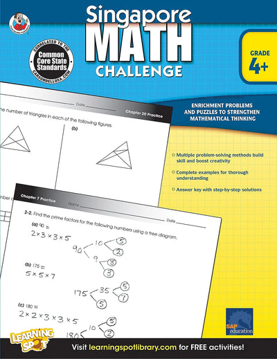 Carson Dellosa 704281 Frank Schaffer Singapore Math Challenge Workbook, Grades 4 - 6