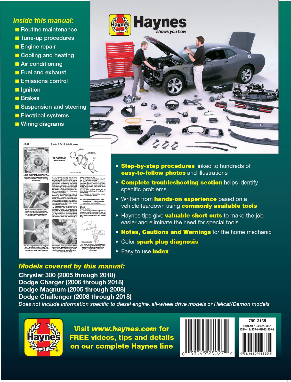Chrysler 300 (05-18), Dodge Charger (06-18), Magnum (05-08) & Challenger (08-18) Haynes Repair Manual (Does Not Include Diesel Engine All-Wheel Drive or Hellcat/Demon Models.)