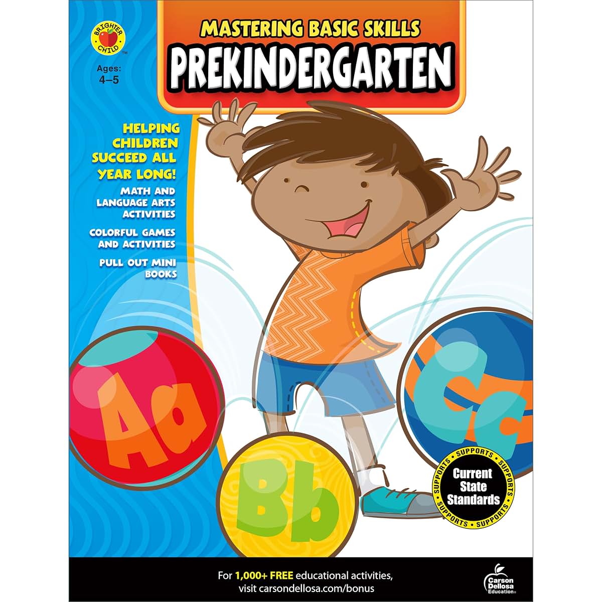 Carson Dellosa Mastering Basic Skills Prekindergarten Preschool Workbook, Alphabet, Phonics, and Math Toddler Learning Activities for Kids Ages 4-5, Pre Kindergarten Classroom or Homeschool Curriculum