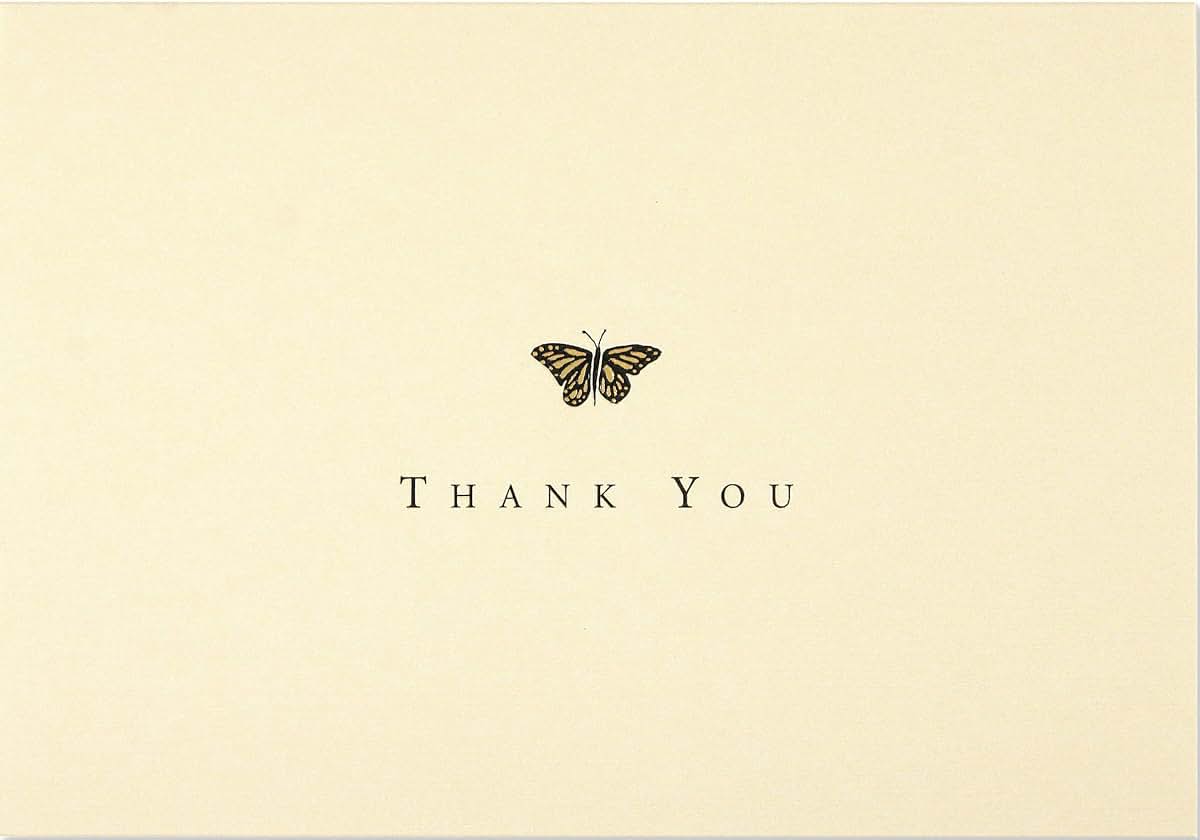 Gold Butterfly Thank You Notes (Stationery, Note Cards) (Note Card Series)