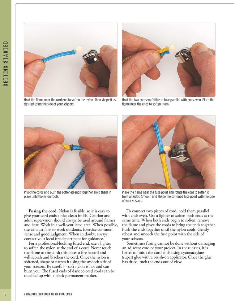 Paracord Outdoor Gear Projects: Simple Instructions for Survival Bracelets and Other DIY Projects (Fox Chapel Publishing) 12 Easy Lanyards, Keychains, and More using Parachute Cord for Ropecrafting — back cover