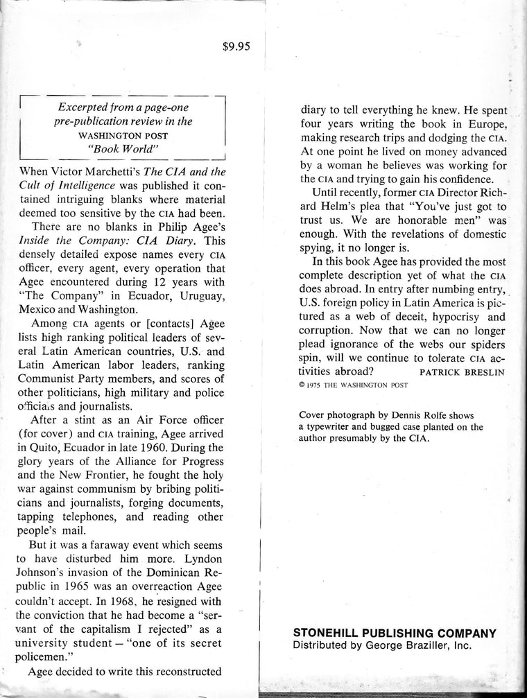 Inside the Company: CIA Diary — back cover