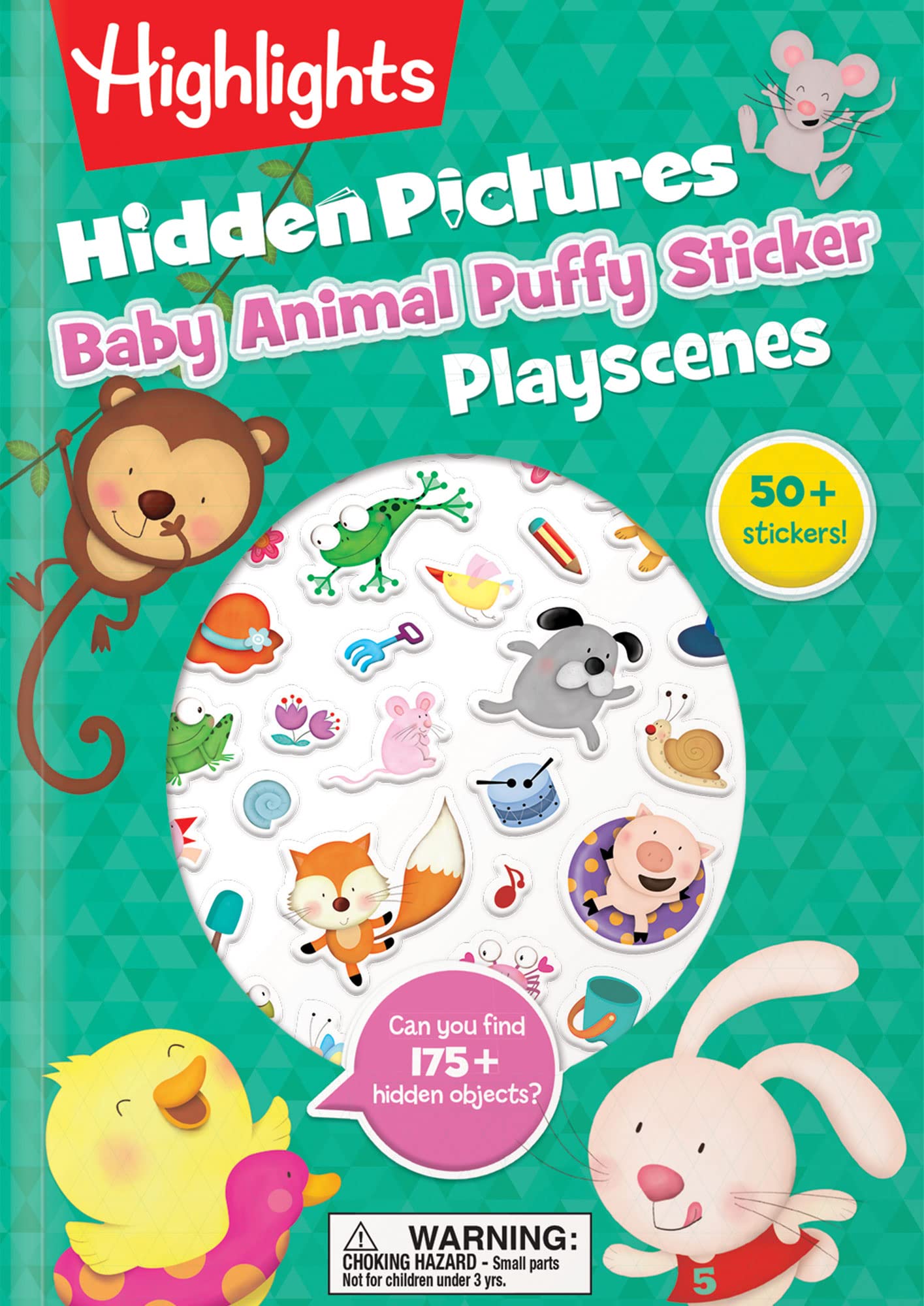 Baby Animal Hidden Pictures Puffy Sticker Playscenes: Seek and Find Puzzle Book with Over 50 Baby Animal Puffy Stickers, Find More Than 175 Hidden ... 3-6 (Highlights Puffy Sticker Playscenes)