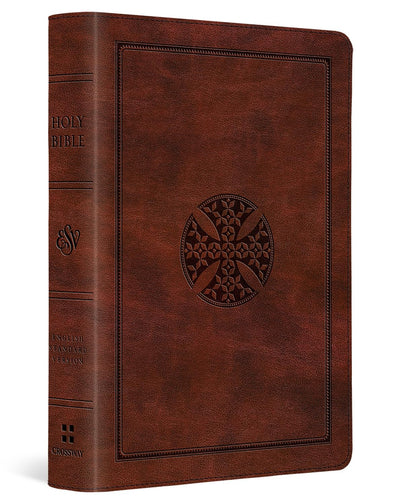 ESV Large Print Compact Bible (TruTone, Brown, Mosaic Cross Design)