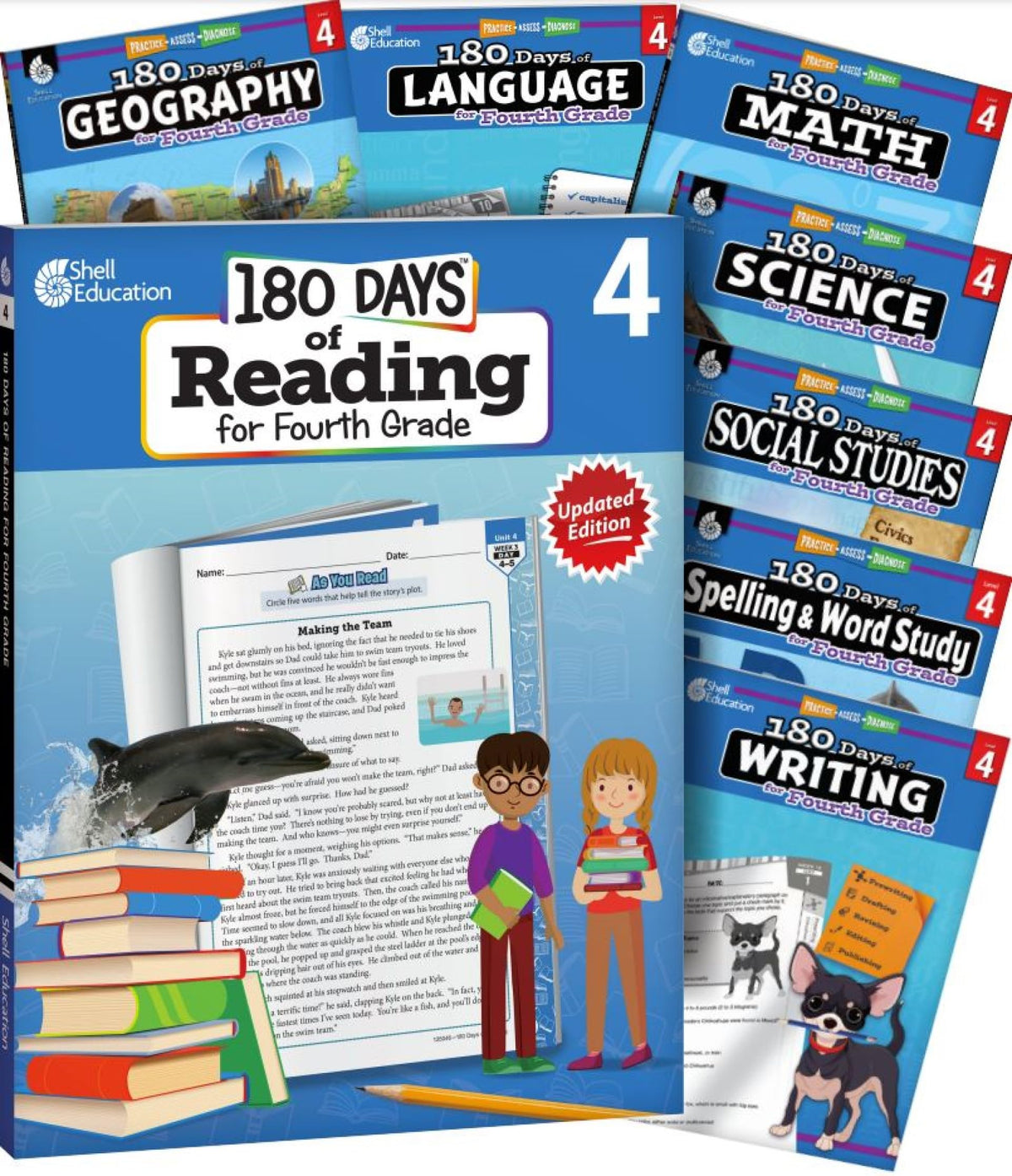 180 Days?: 8-Book Set for 4th Grade Practice Workbook for Classroom and Home, Cool and Fun Practice Created by Teachers (180 Days of Practice)