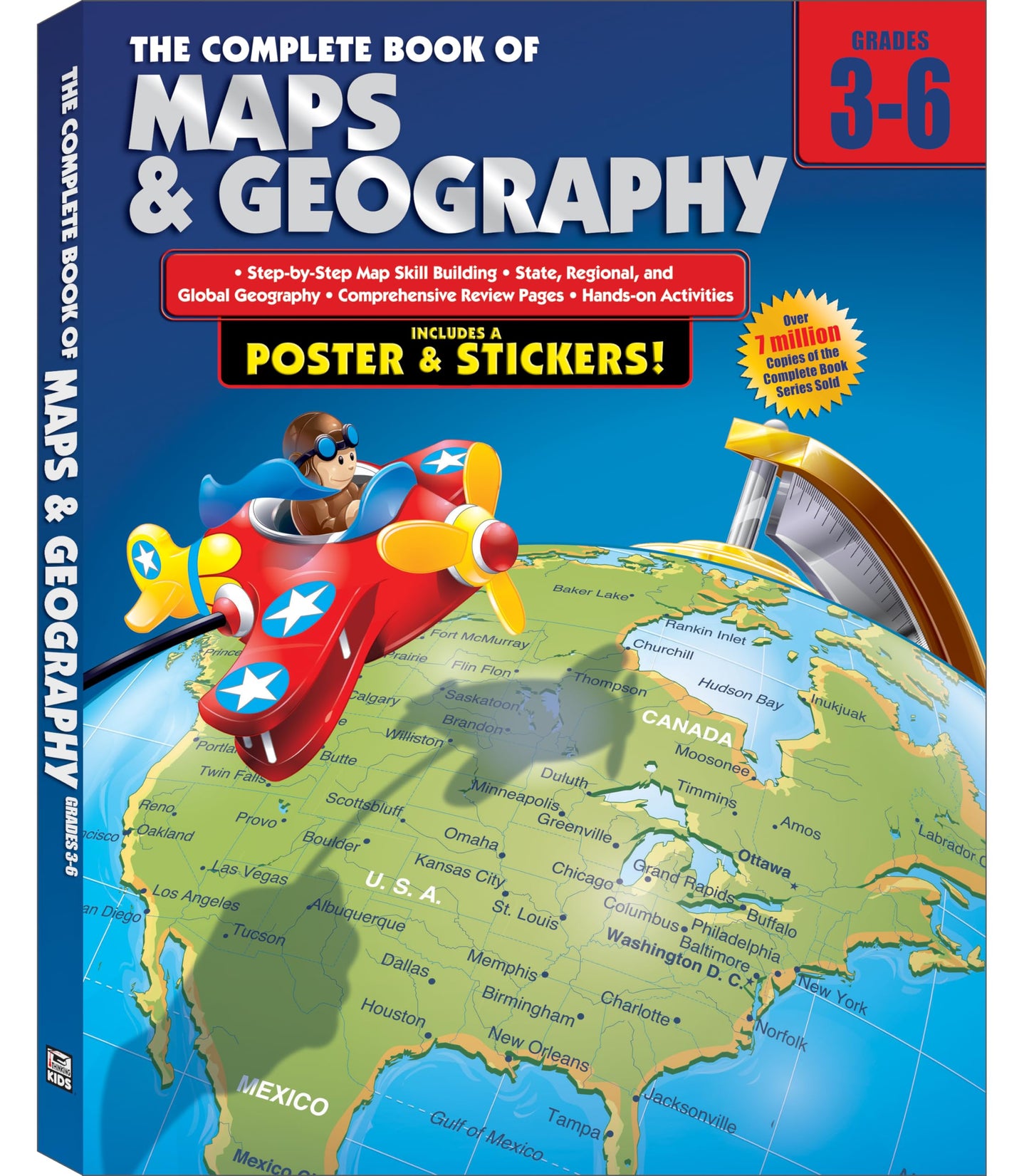 Carson Dellosa The Complete Book of Maps and Geography Workbook-Grades 3-6 Social Studies, State, Regional, Global Geography and Map Skills Activities (352 pgs)