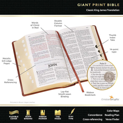 KJV Holy Bible, Giant Print Standard Size Faux Leather Red L