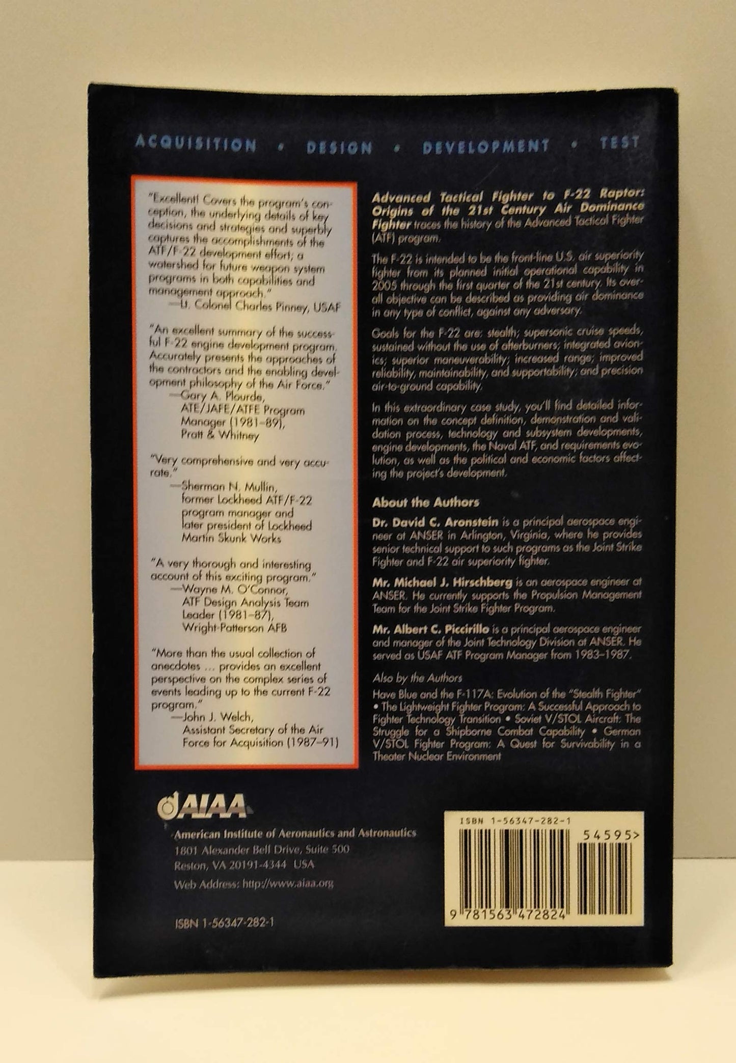 Advanced Tactical Fighter to F-22 Raptor: Origins of the 21st Century Air Dominance Fighter (Library of Flight) (AIAA Education)