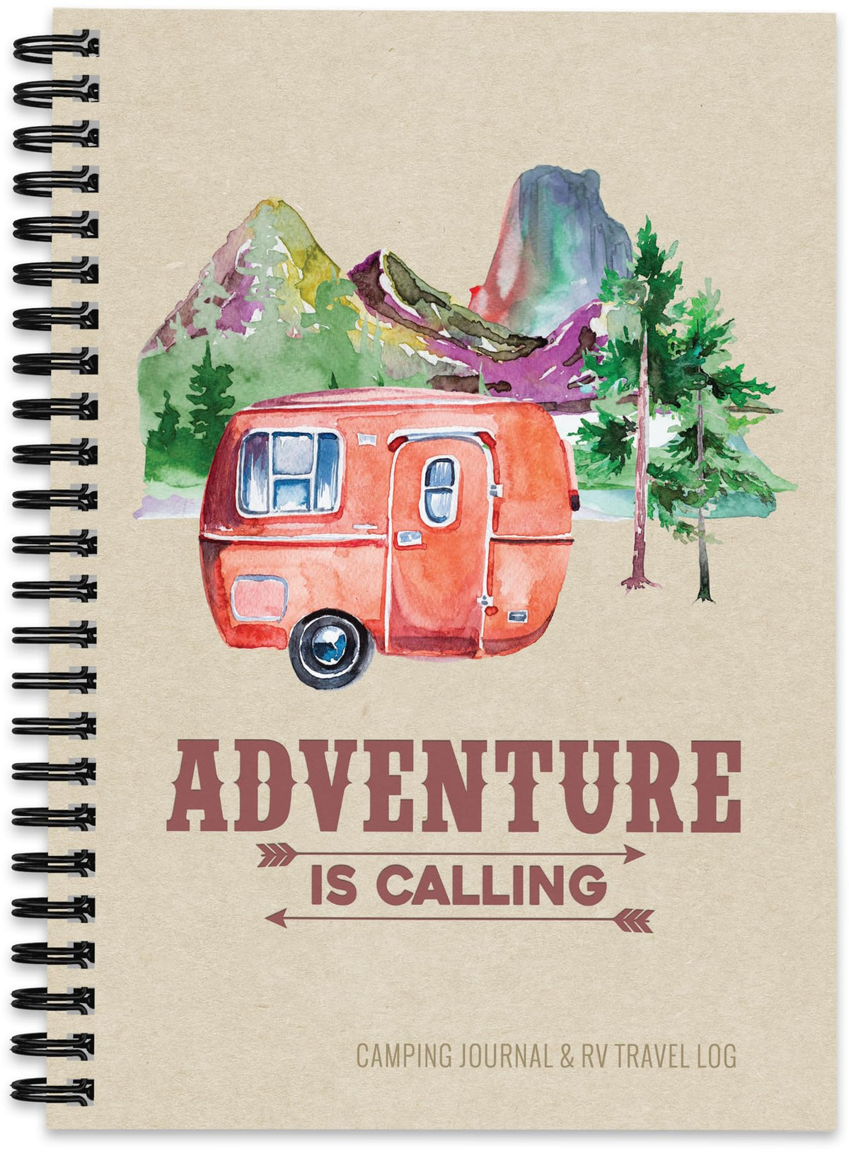 Enchanted Willow Camping Journal & RV Travel Logbook, Red Vintage Camper