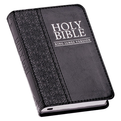 KJV Holy Bible, Mini Pocket Size, Black Faux Leather w/Ribbon Marker, Red Letter, King James Version