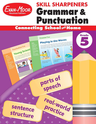 Evan-Moor Skill Sharpeners Grammar and Punctuation Grade 5, Full-Color Activity Book - Supplemental Homeschool Workbook