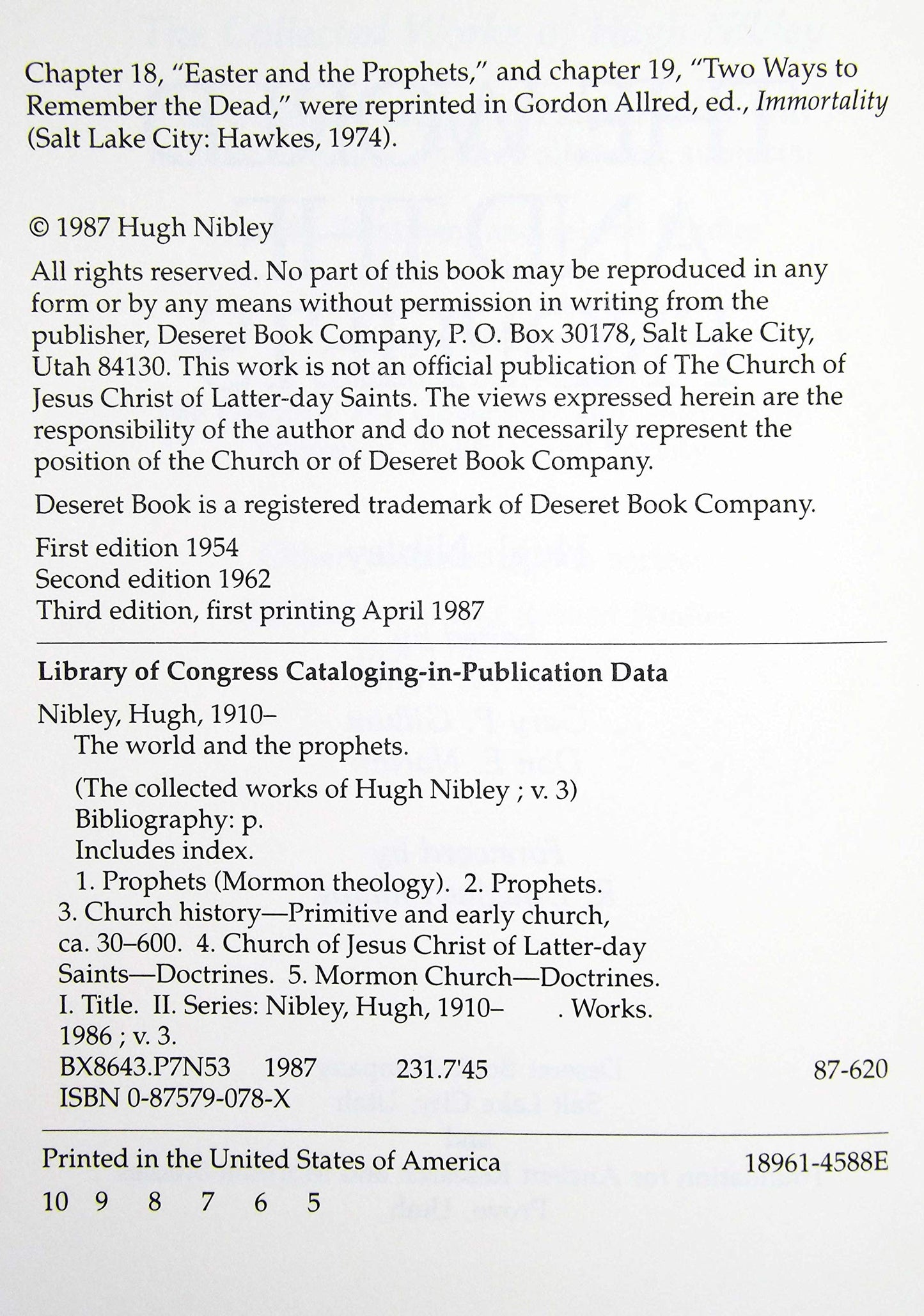 The World and the Prophets (The Collected Works of Hugh Nibley, Vol 3)