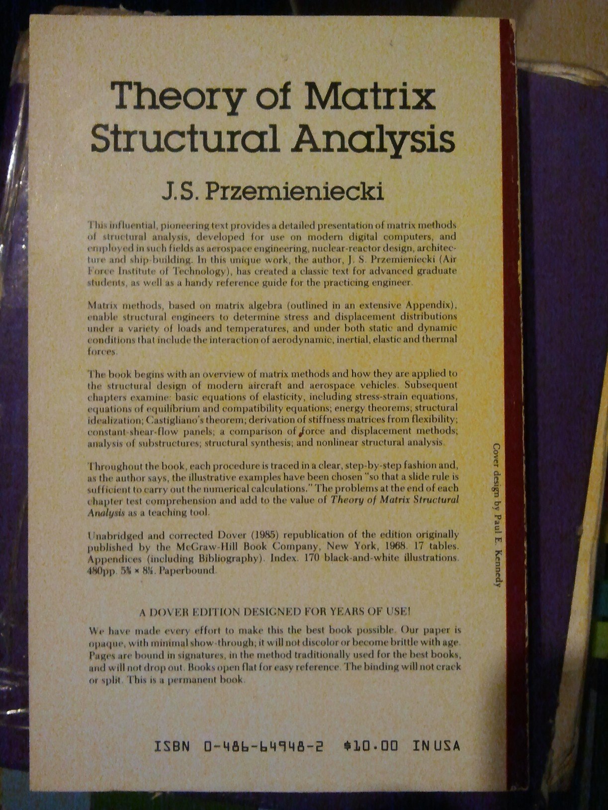Theory of Matrix Structural Analysis (Dover Civil and Mechanical Engineering)