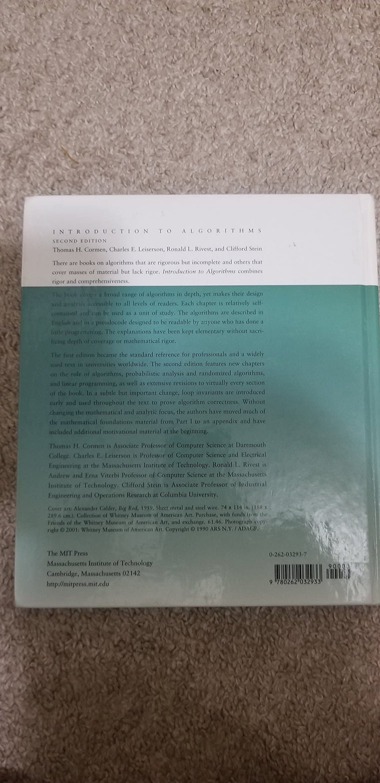 Introduction to Algorithms, Second Edition — back cover