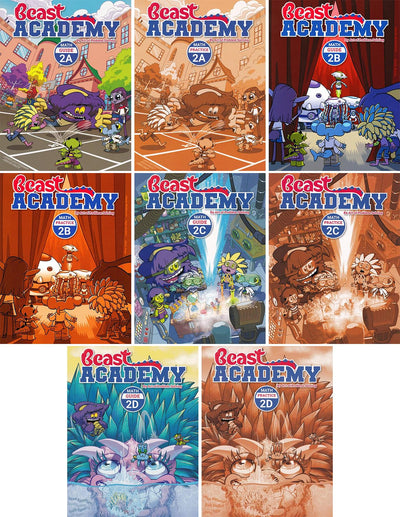 Beast Academy Grade 2 Complete Books Set, 8 Books Collection, by Art of Problem Solving, Guide and Practice, Math Guide 2A 2B 2C 2D, Math Practice 2A 2B 2C 2D