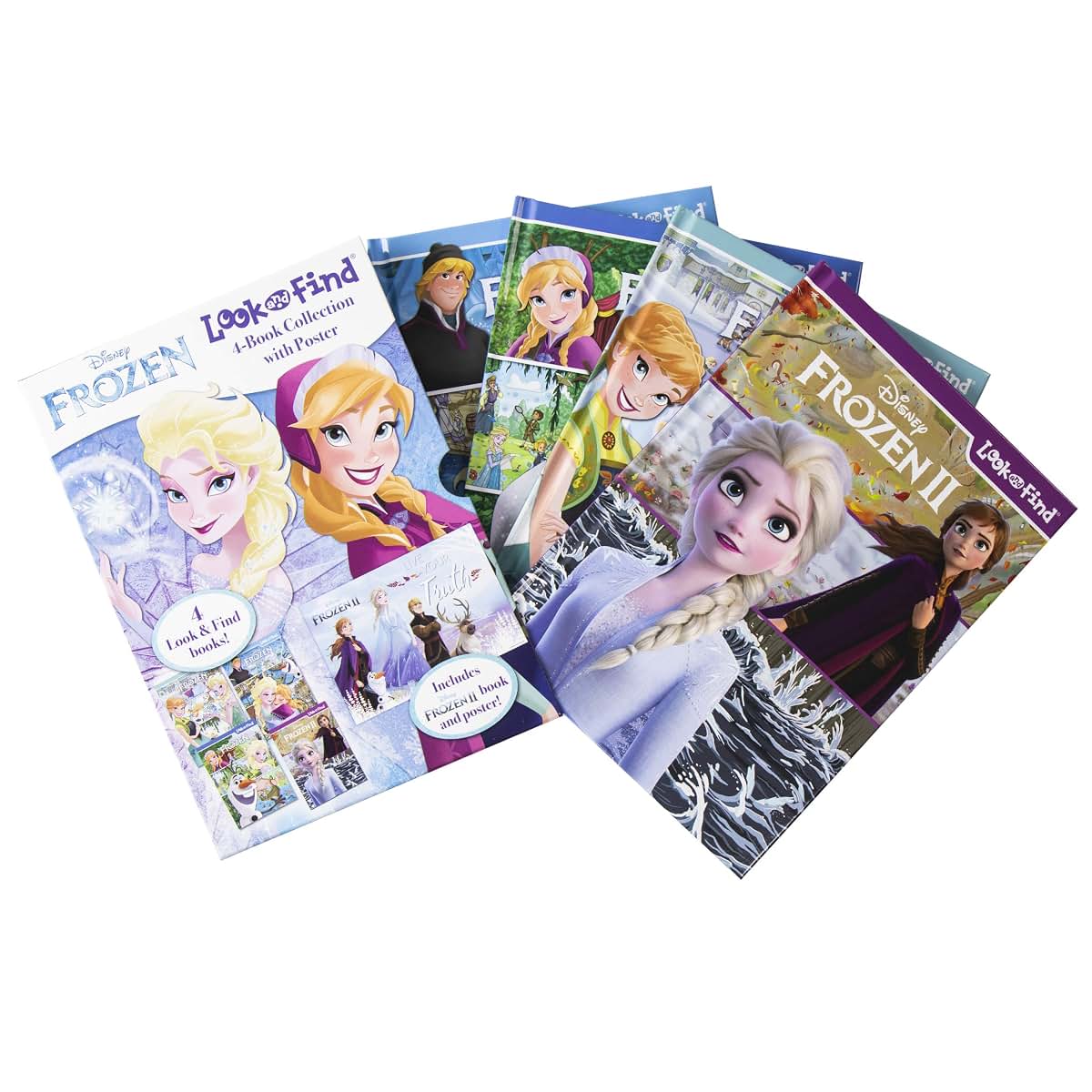 Disney Frozen and Frozen 2 Look and Find Activity Book Collection - Includes Poster - PI Kids