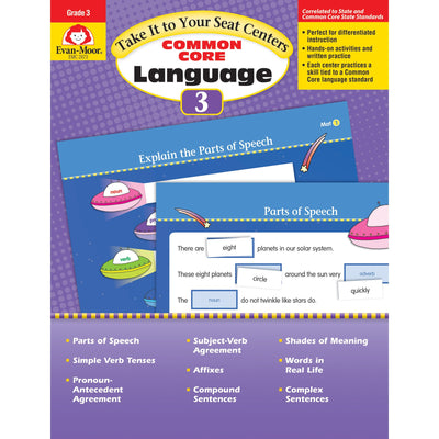 Evan-Moor Take It to Your Seat: Common Core Language Centers Book, Grade 3 (Take It to Your Seat Language Centers)