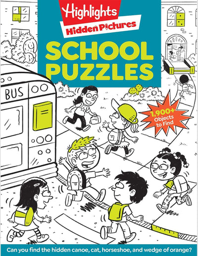 School Puzzles: Activity Book for Kids 6 and Up with Over 100 Puzzles Featuring Classrooms, Field Trips and More, Search and Find Over 1,900 Hidden Objects (Highlights Hidden Pictures)