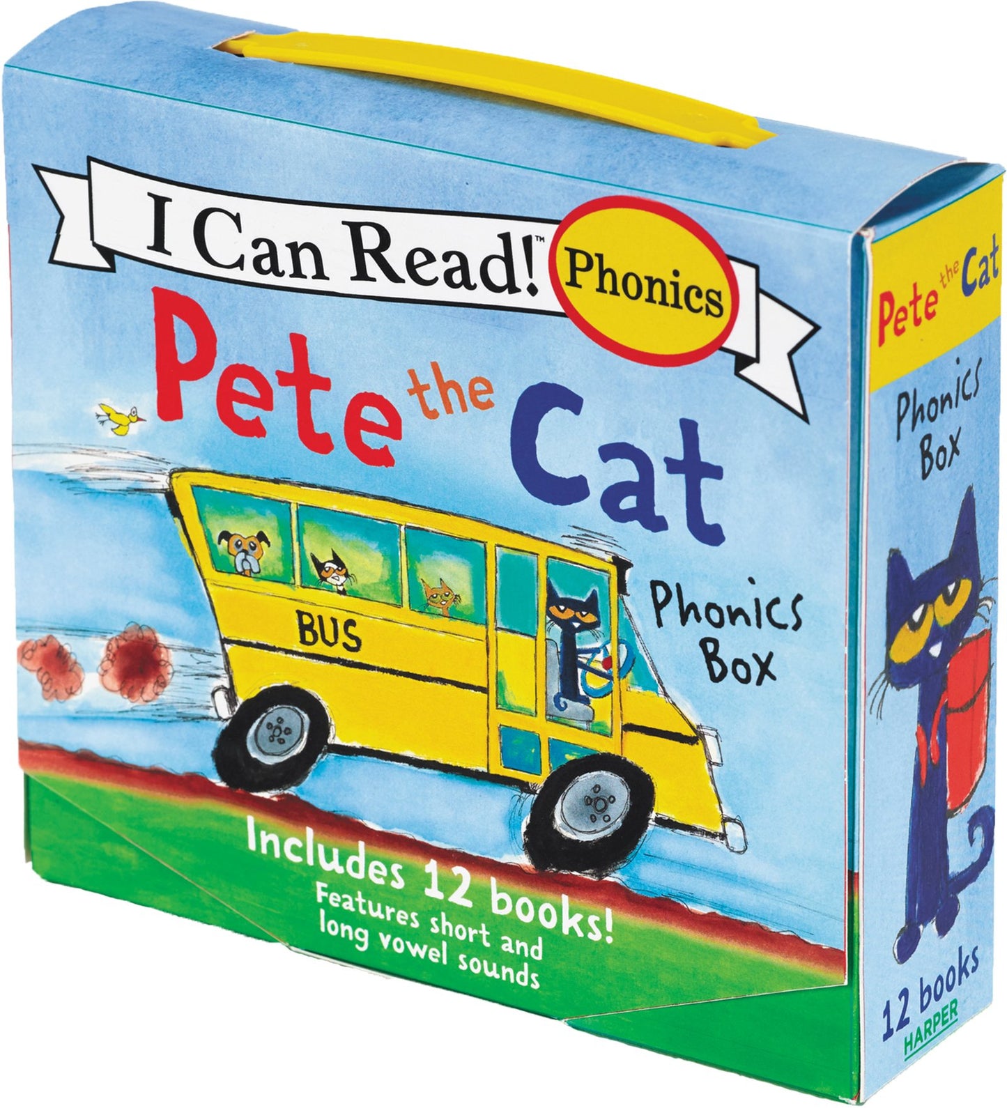 Pete the Cat 12-Book Phonics Fun!: A Box of 12 Mini-Books Featuring Short and Long Vowel Sounds - Expert-Reviewed Beginning Readers for Kids (Ages 3-6) (I Can Read Phonics Fun)