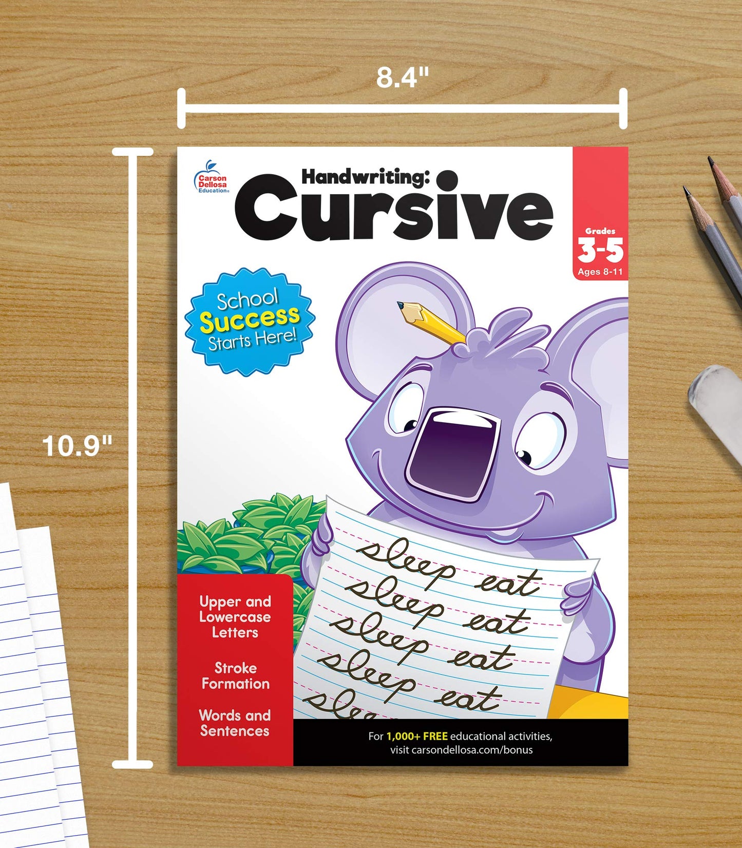 Carson Dellosa Grades 2-5 Cursive Handwriting Workbook, Writing Book With Sight Words, Sentences, and Letter Tracing Activities, Classroom or Homeschool Curriculum