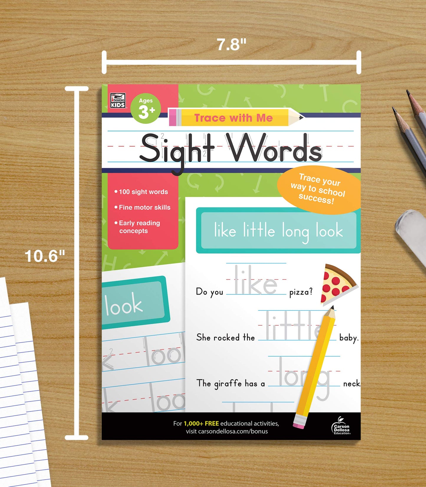 Carson Dellosa Trace With Me: Sight Words Handwriting Workbook for Kids Ages 3+, Sight Words Handwriting Practice for Preschool, Kindergarten, 1st Grade, 2nd Grade, PreK+ Phonics & Writing Practice