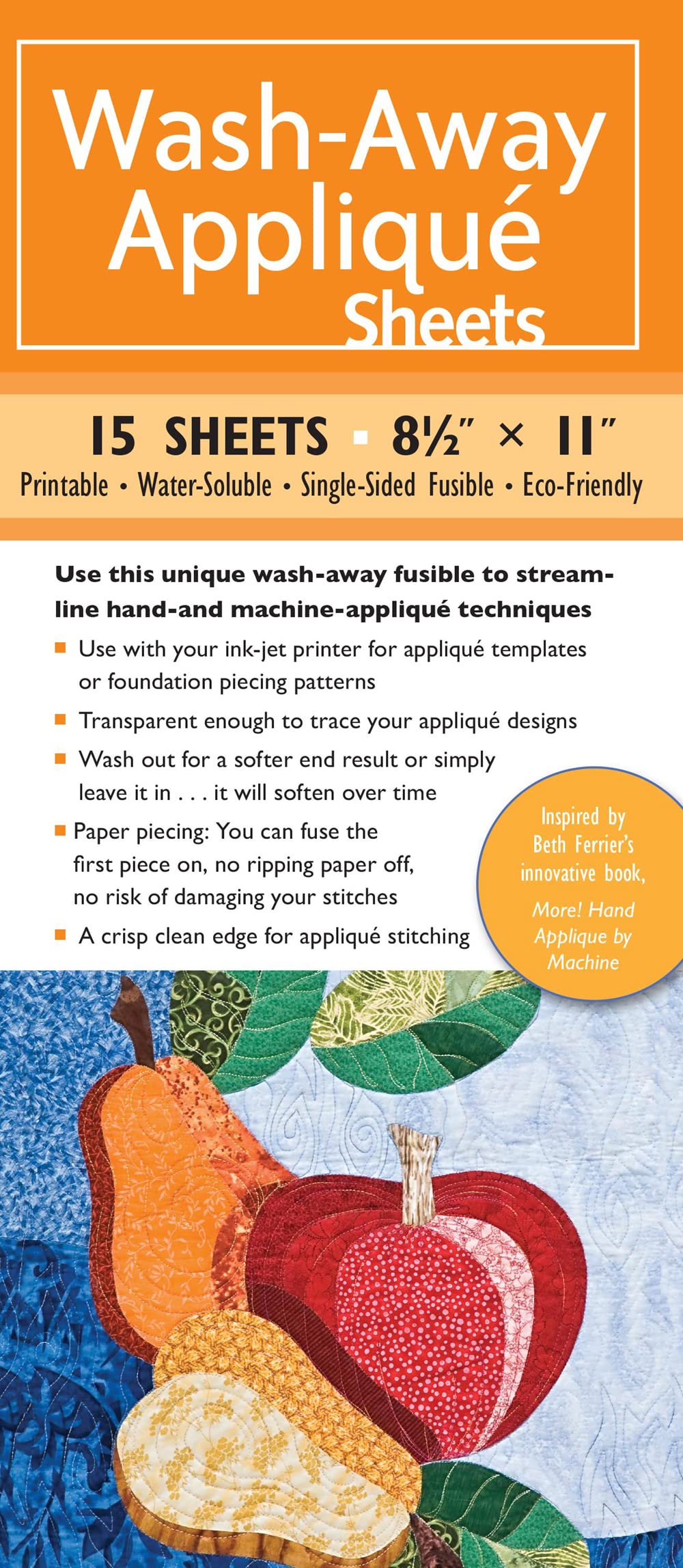 Wash-Away Applique Sheets: Printable; Water Soluble; Single Sided; Fusible; Eco-Friendly