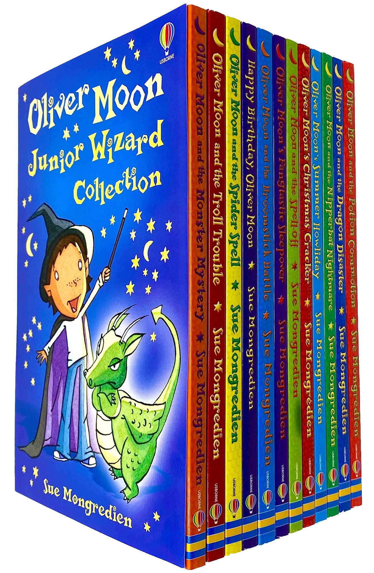 Oliver Moon Junior Wizard Series Collection 12 Books Set by Sue Mongredien (Monster Mystery, Spider Spell, Broomstick Battle, Christmas Cracker, Dragon Disaster & MORE!)