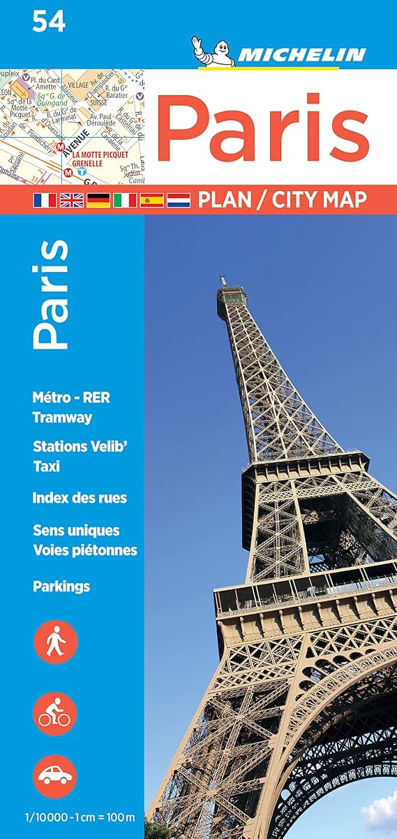 Michelin Paris Street Map + Index Map 54