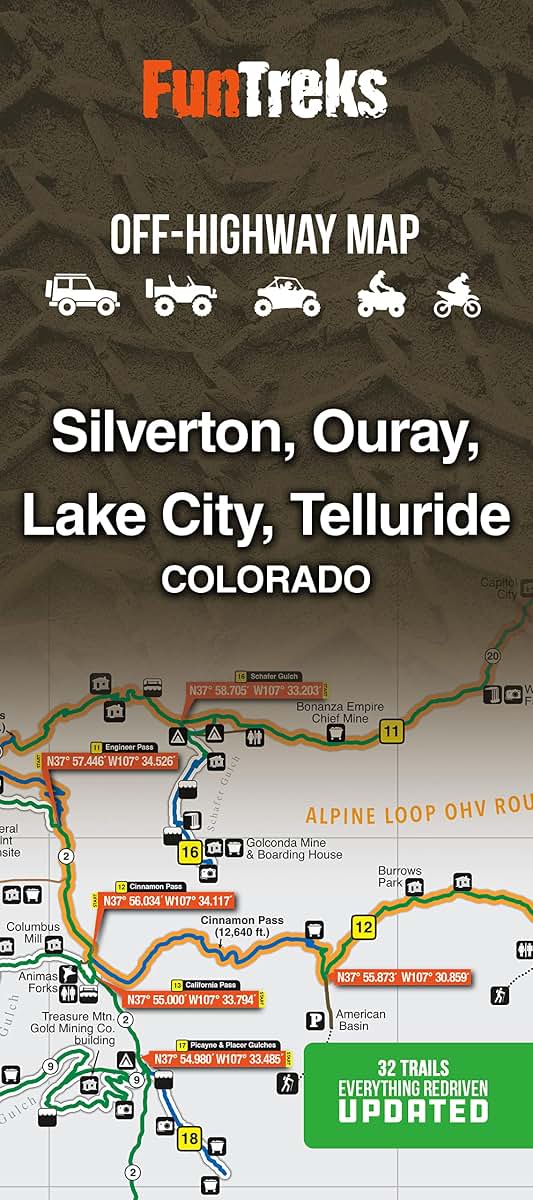 Off-Highway Map for Silverton, Ouray, Lake City, Telluride Colorado