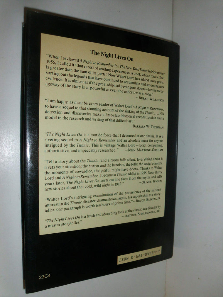 THE NIGHT LIVES ON: New Thoughts, Theories, and Revelations About the "Titanic" — back cover