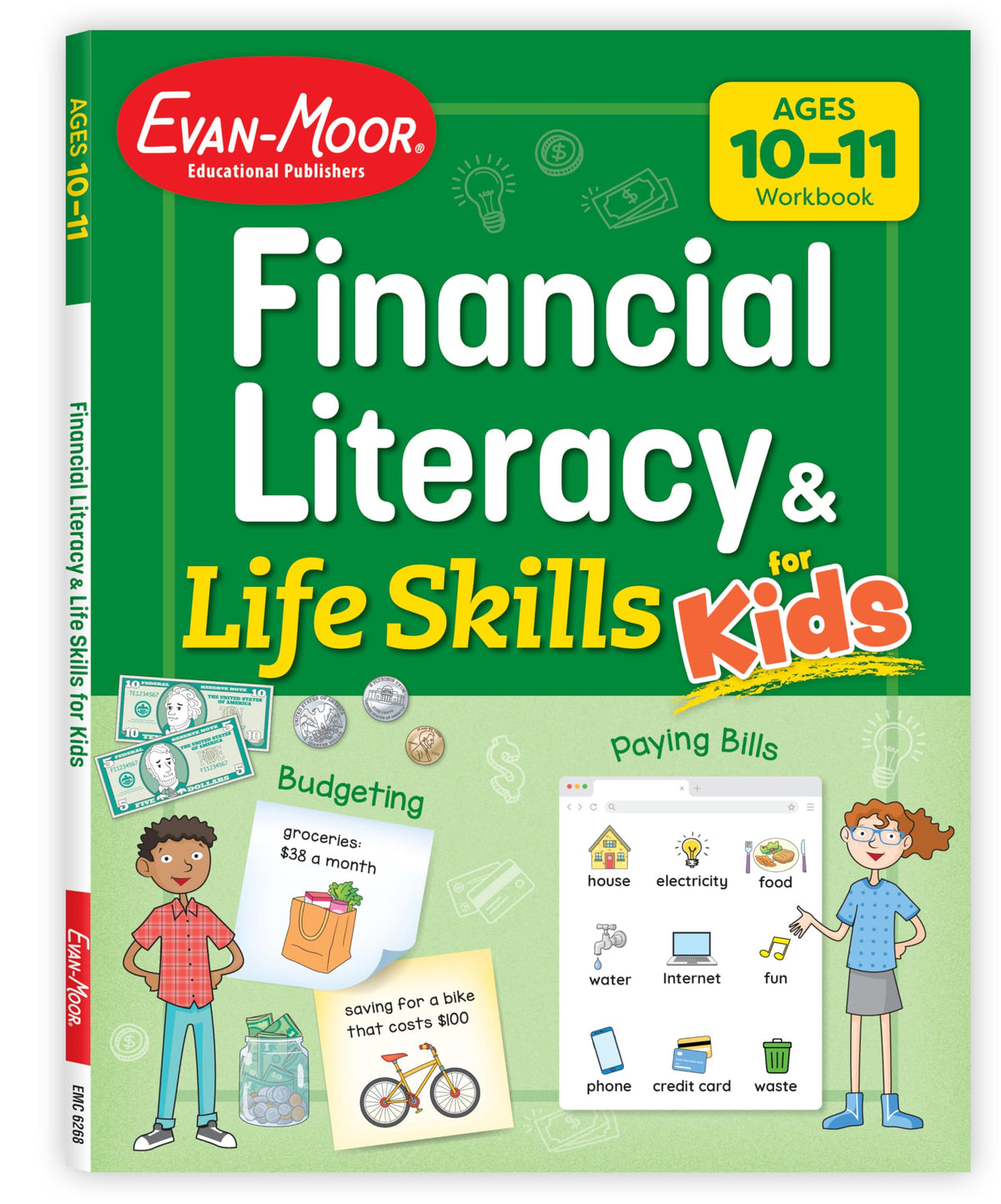 Evan-Moor Financial Literacy and Life Skills for Kids, Ages 10-11, Advanced Money Skills Workbook, Earning, Saving, Spending, and Using Credit Cards, Real-World Lessons and Activities