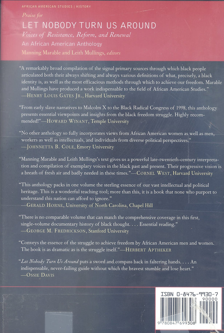 Let Nobody Turn Us Around: Voices on Resistance, Reform, and Renewal: An African American Anthology — back cover