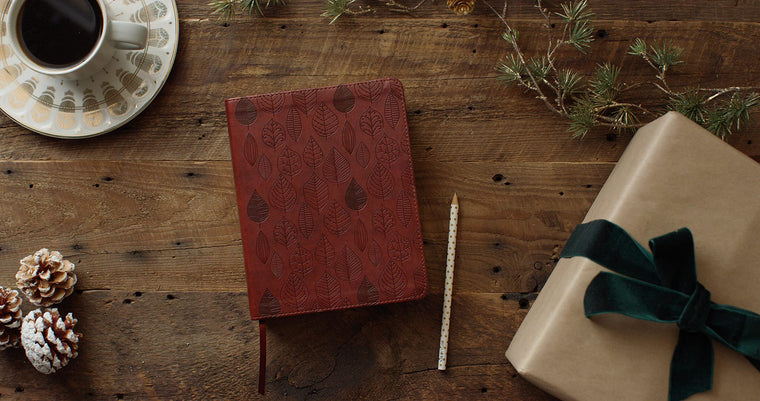 ESV Single Column Journaling Bible (TruTone, Chestnut, Leaves Design) — back cover