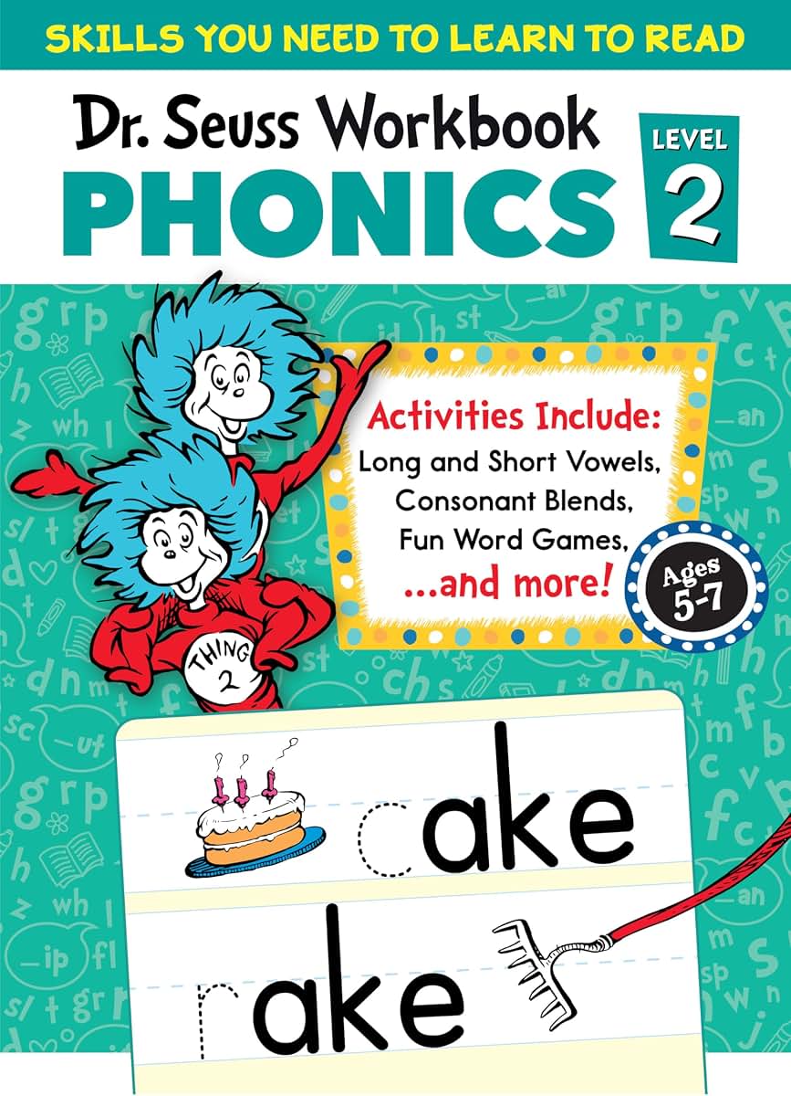 Dr. Seuss Phonics Level 2 Workbook: A Phonics Workbook to Help Kids Ages 5-7 Learn to Read (For Kindergarten and 1st Grade) (Dr. Seuss Workbooks)
