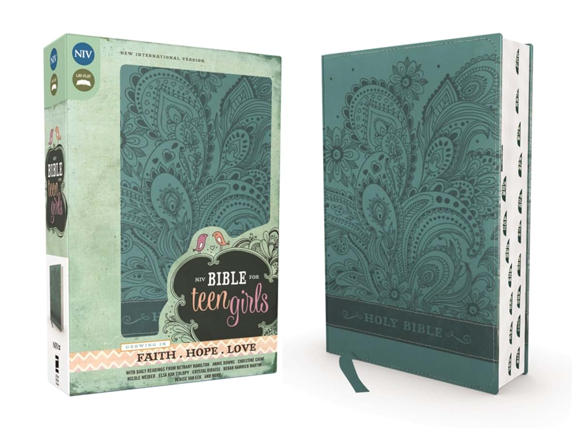 NIV, Bible for Teen Girls, Leathersoft, Blue, Thumb Indexed Tabs: Growing in Faith, Hope, and Love – The Perfect Christian Faith Gift for Your Teenage Girl, Age 13-18