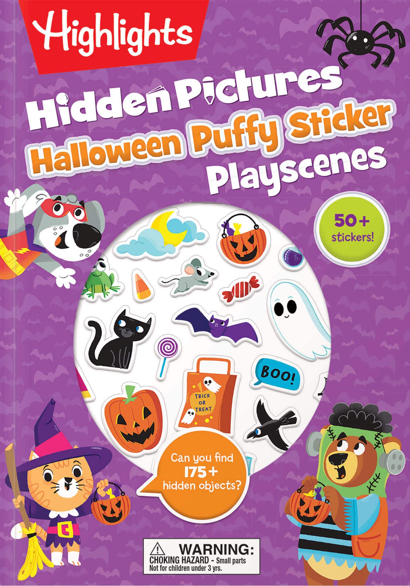 Halloween Hidden Pictures Puffy Sticker Playscenes: Over 50 Reusable Halloween Stickers to Decorate, Find Over 175 Hidden Objects, Solve Mazes and More (Highlights Puffy Sticker Playscenes)