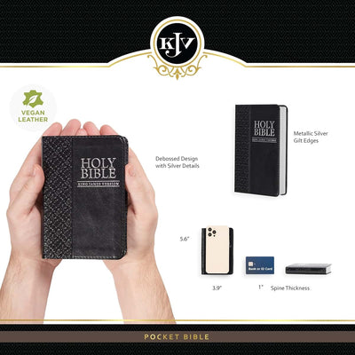 KJV Holy Bible, Mini Pocket Size, Black Faux Leather w/Ribbo