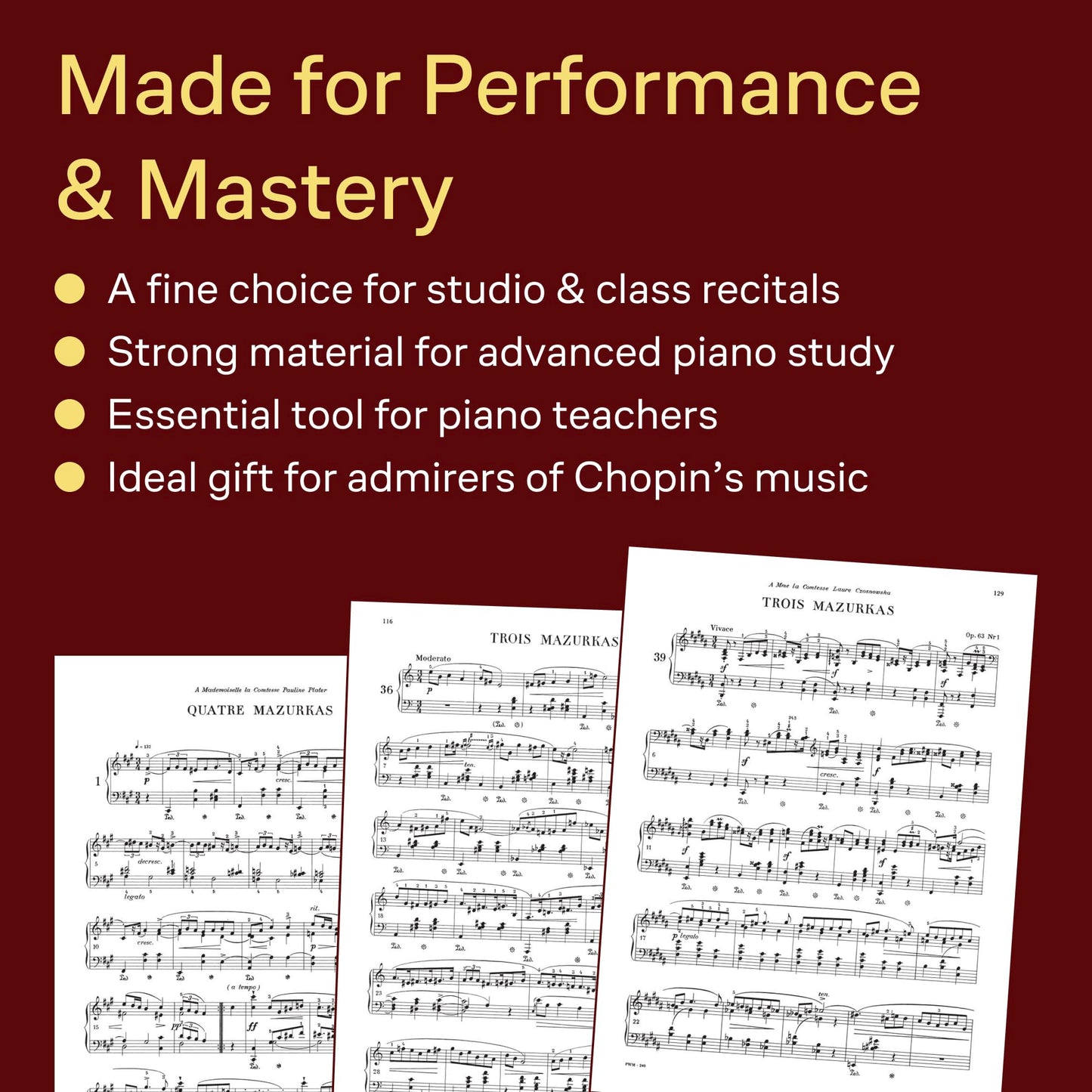 Chopin Complete Works Volume X Mazurkas Piano Sheet Music Book by Frederic Chopin Edited by Paderewski Scholarly PWM Edition for Advanced Pianists Students Classical Piano Collection