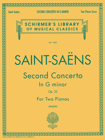 Saint Saens - Concerto No. 2 in G Minor, Op. 22: Schirmer Library of Classics Volume 1405 Advanced Piano Sheet Music for Two Pianos Four Hands Classical Duet Performance Study Edition