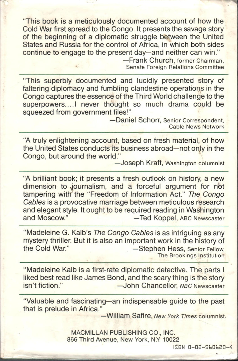 Congo Cables: The Cold War in Africa--From Eisenhower to Kennedy — back cover