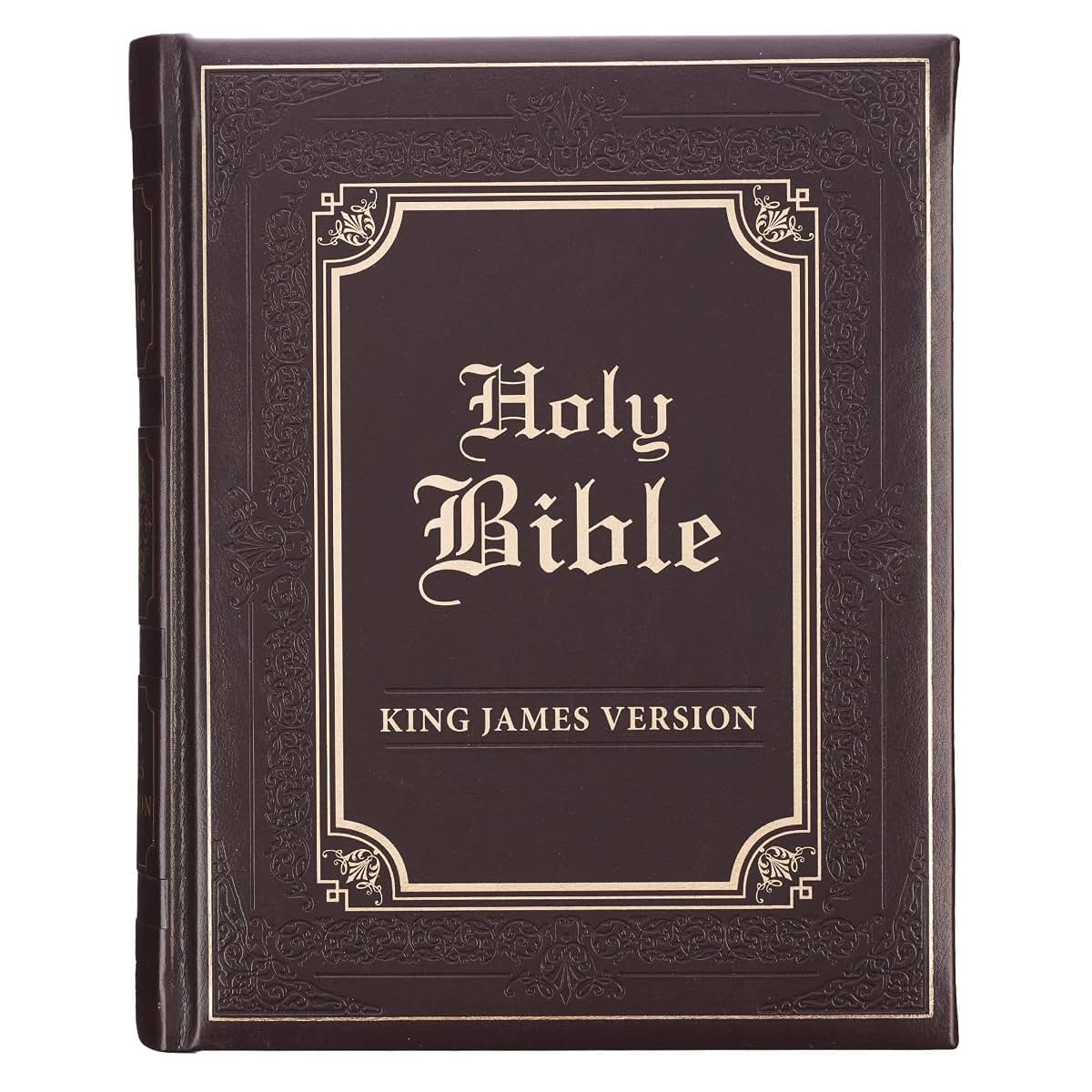 KJV Holy Bible, Classically Illustrated Heirloom Family Bible, Faux Leather Hardcover - Ribbon Markers, King James Version, Dark Brown/Gold (KJV Family Editions)