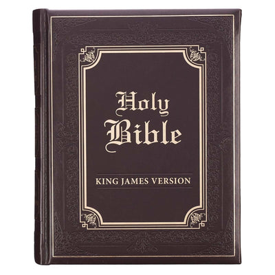 KJV Holy Bible, Classically Illustrated Heirloom Family Bible, Faux Leather Hardcover - Ribbon Markers, King James Version, Dark Brown/Gold (KJV Family Editions)