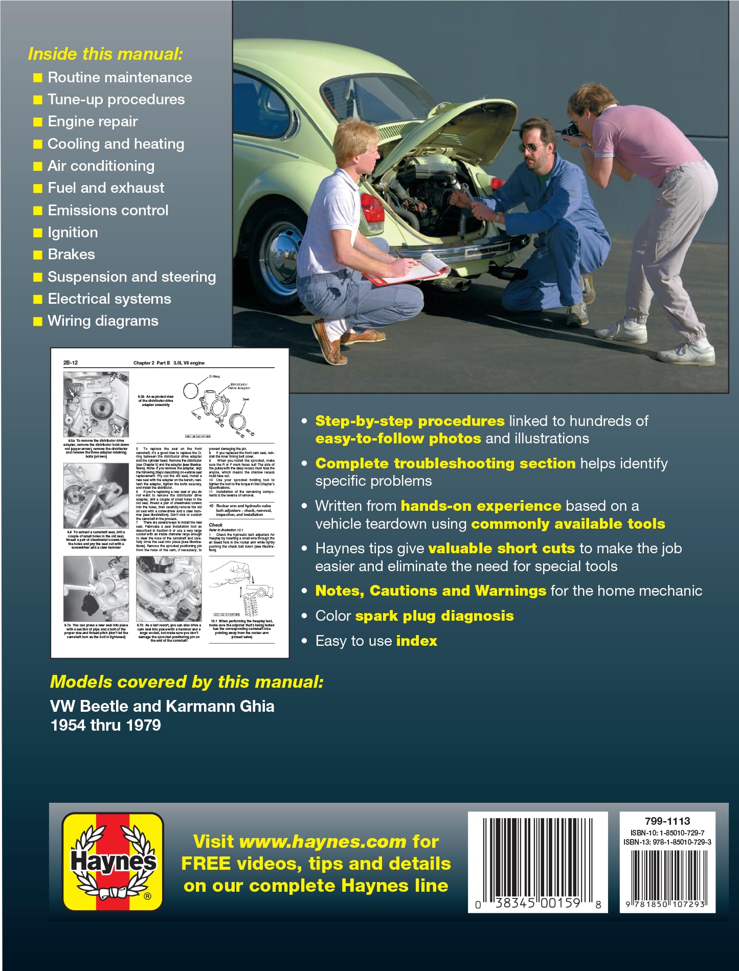 VW Beetle & Karmann Ghia 1954 thru 1979 All Models (Haynes Repair Manual)