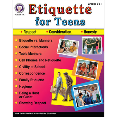 Etiquette for Teens Workbook, Health and Life Skills Book, Mark Twain Media, Paperback for Grades 6 to 8+