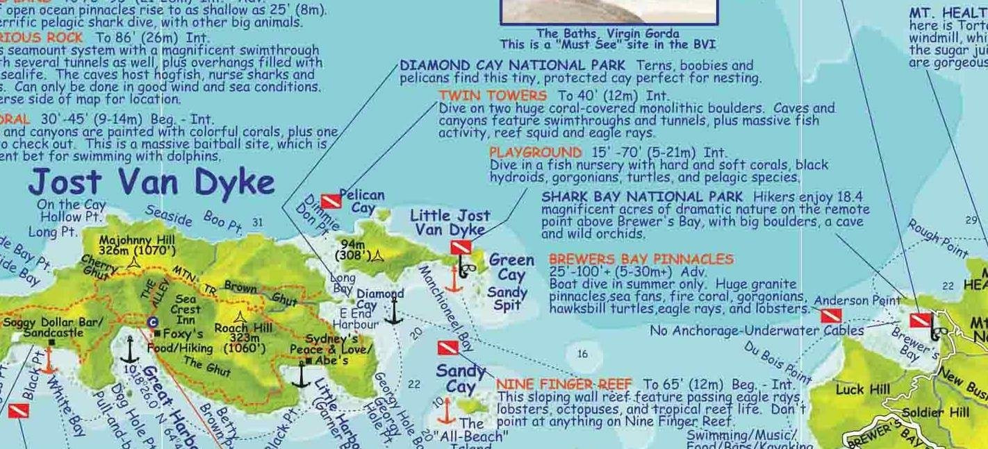 British Virgin Islands Dive Guide BVI Waterproof Map