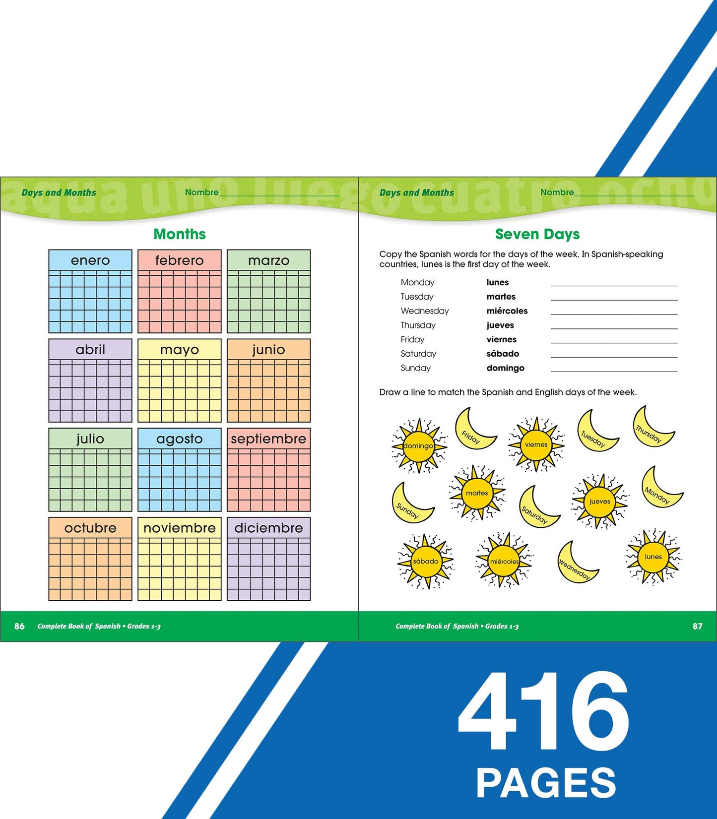 The Complete Book of Spanish Workbook, 1st, 2nd, and 3rd Grade Workbook, Alphabet, Numbers, Parts of Speech. Sight Words, and More Language Learning Activities