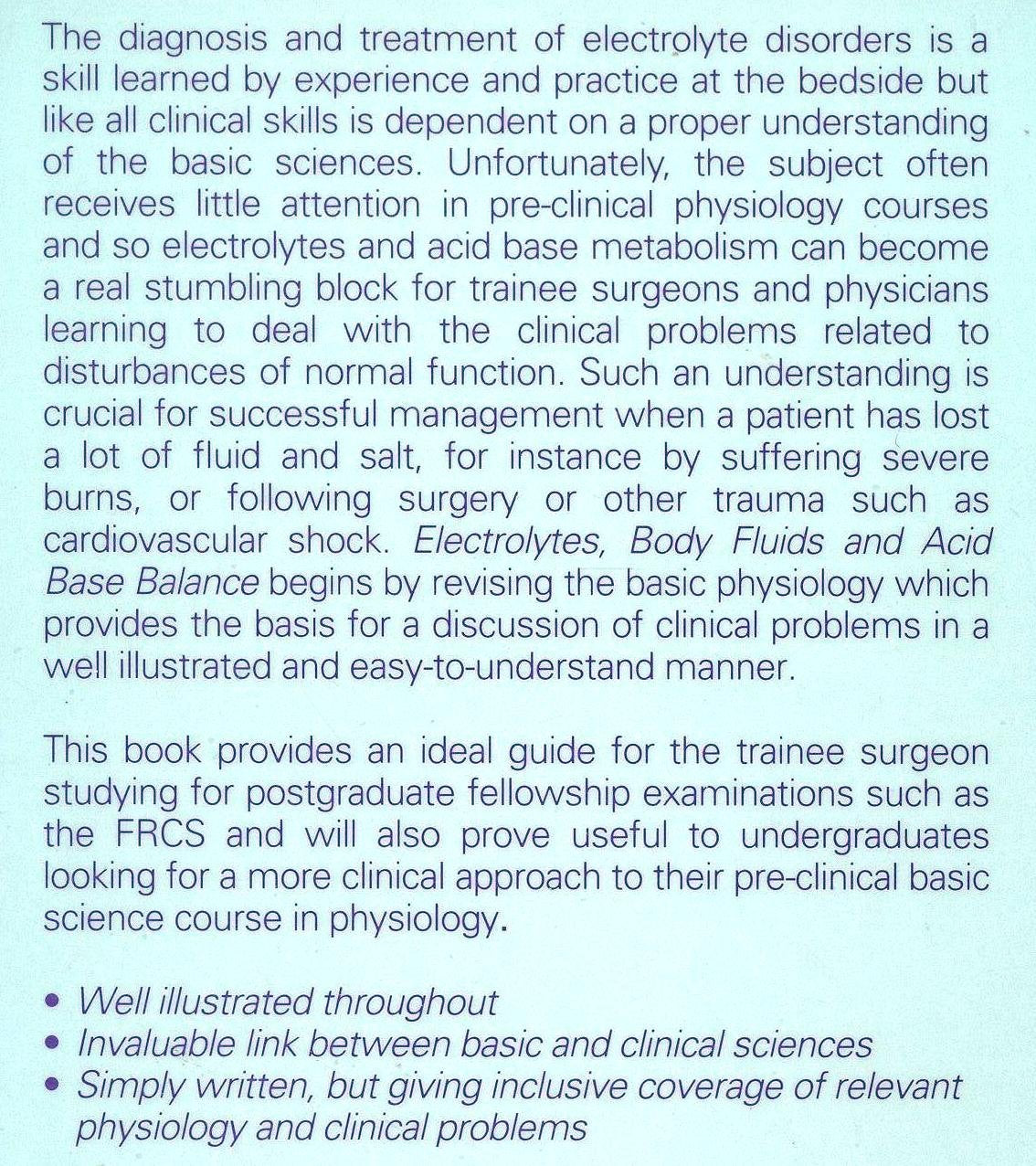Electrolytes Body Fluids And Acid-Based Balance