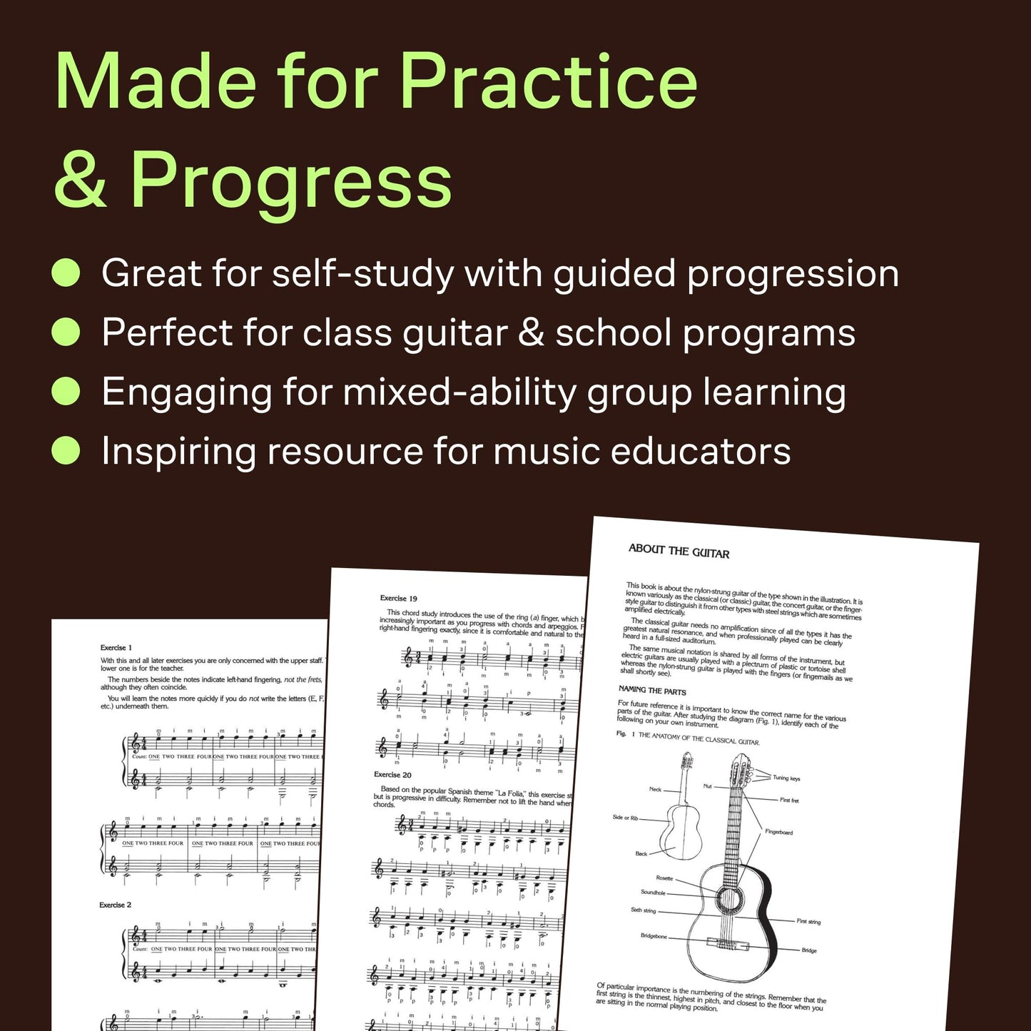 First Book for the Guitar Part 1 Classical Guitar Method for Beginners Step-by-Step Guitar Technique with Solo and Duet Exercises Frederick Noad Instructional Book Hal Leonard Series
