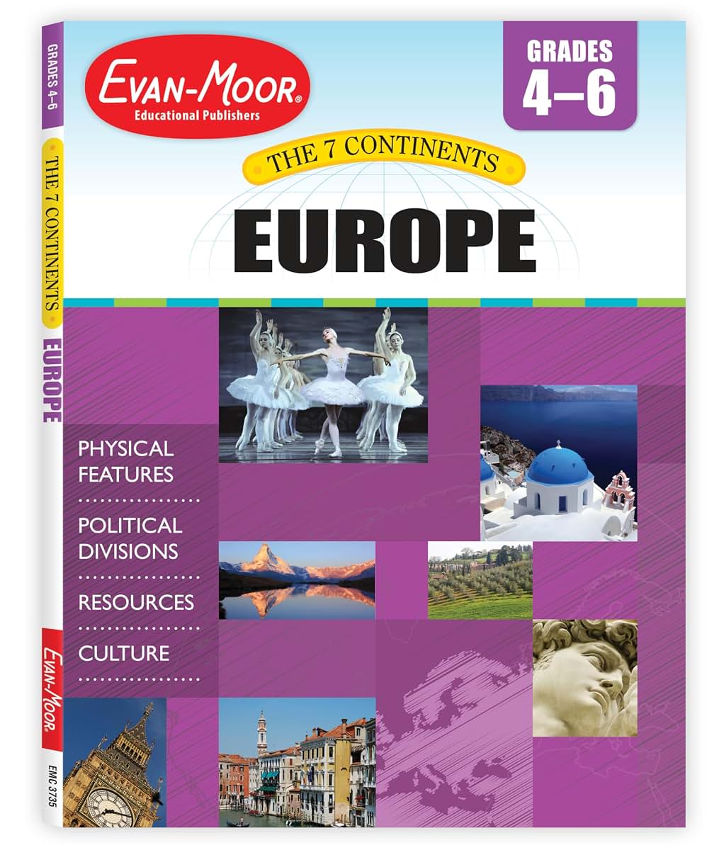 Evan-Moor 7 Continents: Europe, Grade 4 - 6 Teacher Resource (The Seven Continents)